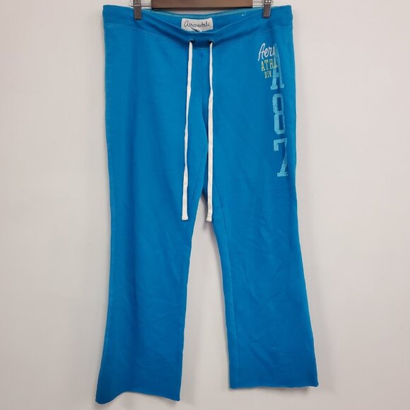 Vintage Aeropostale Womens Y2K Low Rise Sweatpants Size L Blue Spellout 90S - Picture 1 of 16